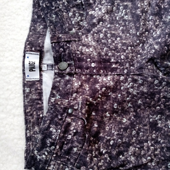 PAIGE Verdugo Ankle Sequin Print Skinny Jeans 27 - Picture 6 of 8